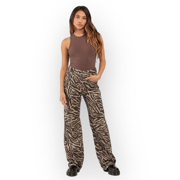 RSQ Zebra Striped Wide Leg High Waist Pants sz 24 - Picture 1 of 16